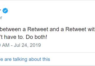 Twitter信息流开户发布允许用户对同一条推特进行带评论转发