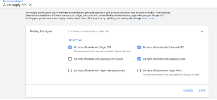 Google广告平台:建议和优化得分- 自动采纳建议 Google广告平台:建议和优化得分- 自动采纳建议
