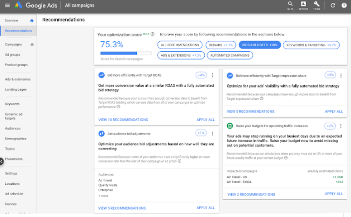 Google广告平台:建议和优化得分- 展示广告系列现被纳入优化得分适用范围 Google广告平台:建议和优化得分- 展示广告系列现被纳入优化得分适用范围