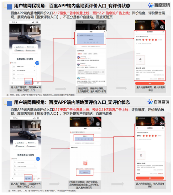 百度广告：推广落地页新增网民评价入口功能