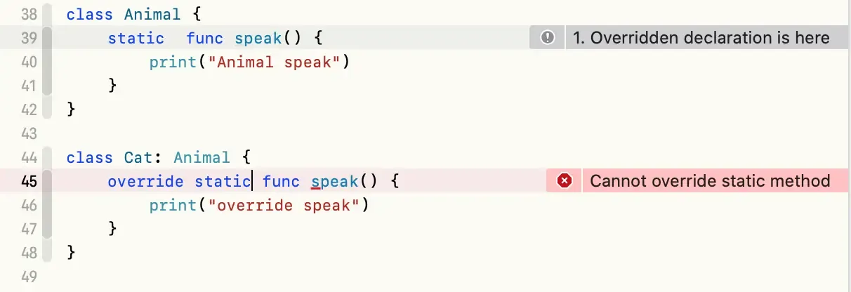 swift5基本语法-方法/重写