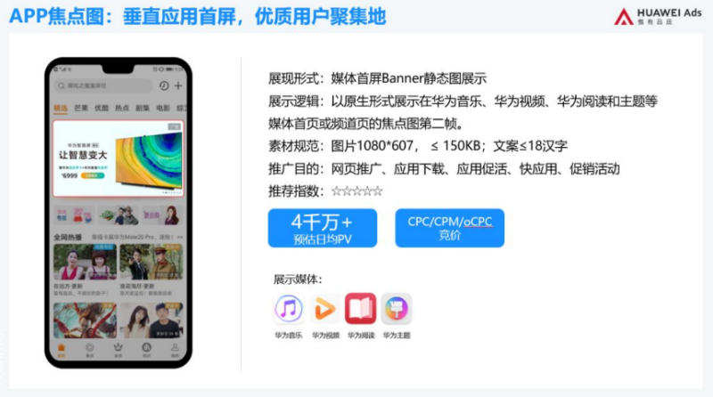 华为App广告焦点图:垂直应用首屏,优质用户聚集地 华为App广告焦点图:垂直应用首屏,优质用户聚集地