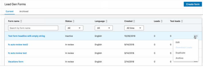 LinkedIn广告推广——管理保存销售线索表格营销管理工具 LinkedIn广告推广——管理保存销售线索表格营销管理工具