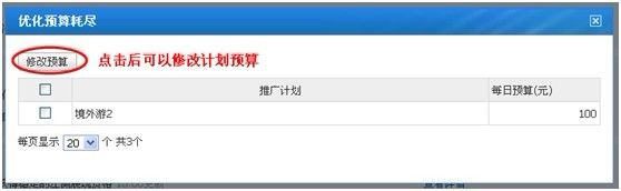 搜狗推广中的预算优化工具可帮助提醒广告主得知账户余额状态